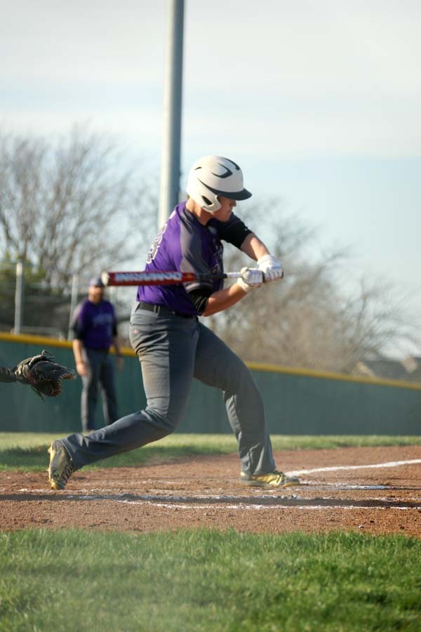 Senior Cole Hijaz takes a swing at a pitch.