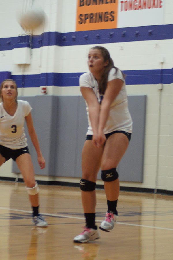 Junior Riley Apperson passes to her setter.