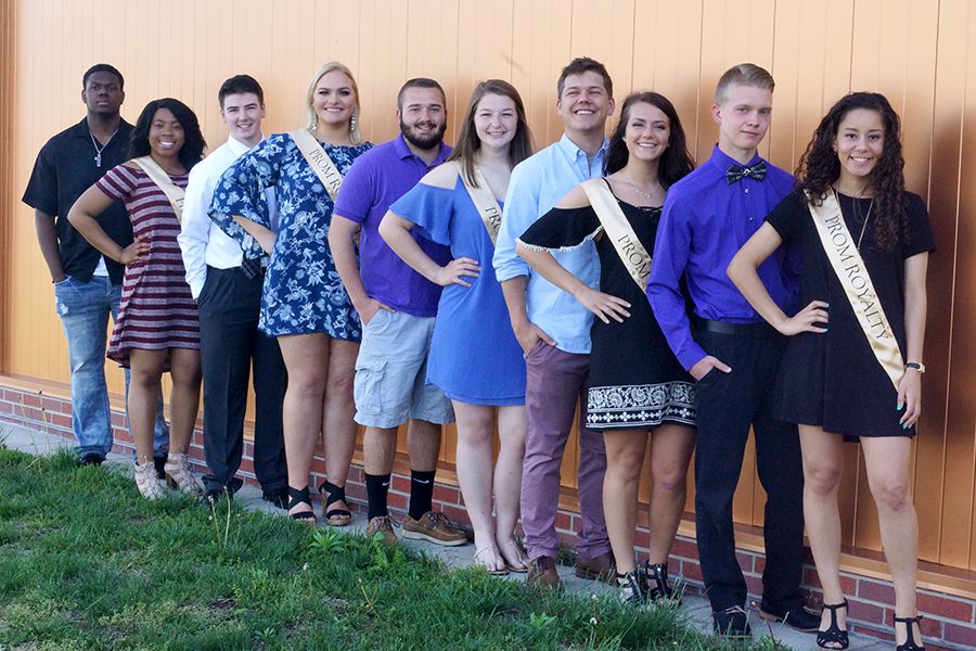 The candidates for Prom King and Queen were selected by the senior class. 
(Left to right) Elijah Johnson, Michelle Obiesie, Gabe Pappert, Josie Jones, Matthew Fisette, Katie Sullivan, Jesse McCollum, Kayla Murray, Zachary Brandt and Olivia Webb.