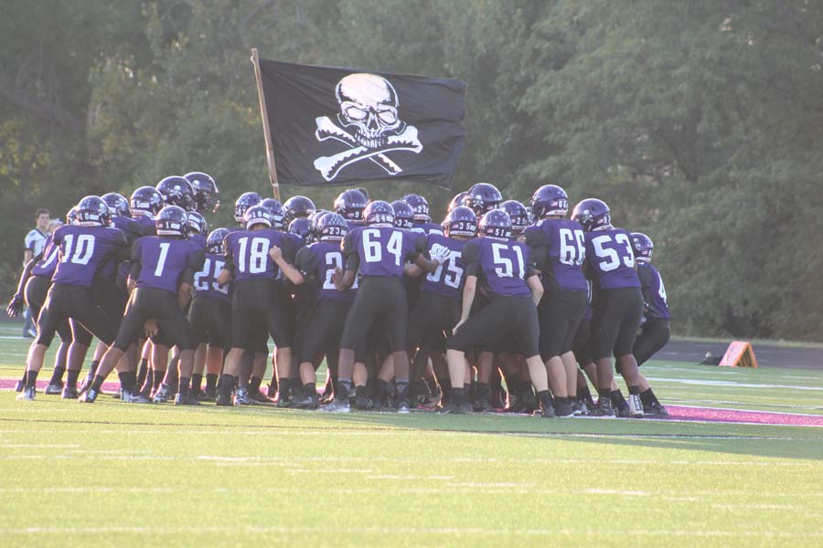 Pipers varsity football team gets together and gets ready for the big game.  