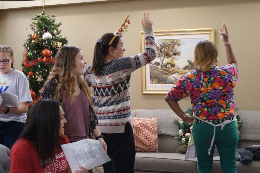 Well not only singing happened while caroling. When enjoying the music the students and staff let loose and danced while they were singing.