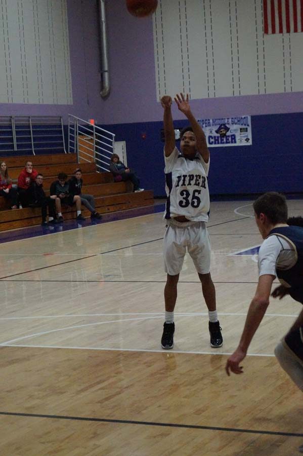 Freshman Jami Tyson goes to the line for two free throws as part of his 39-point game against Topeka-Hayden.
