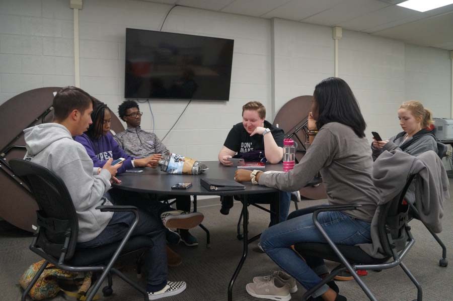Students break off into groups to get help with their pieces. The students have a sharing circle to speak about their Dramatic Interpretation pieces and what they are struggling with.