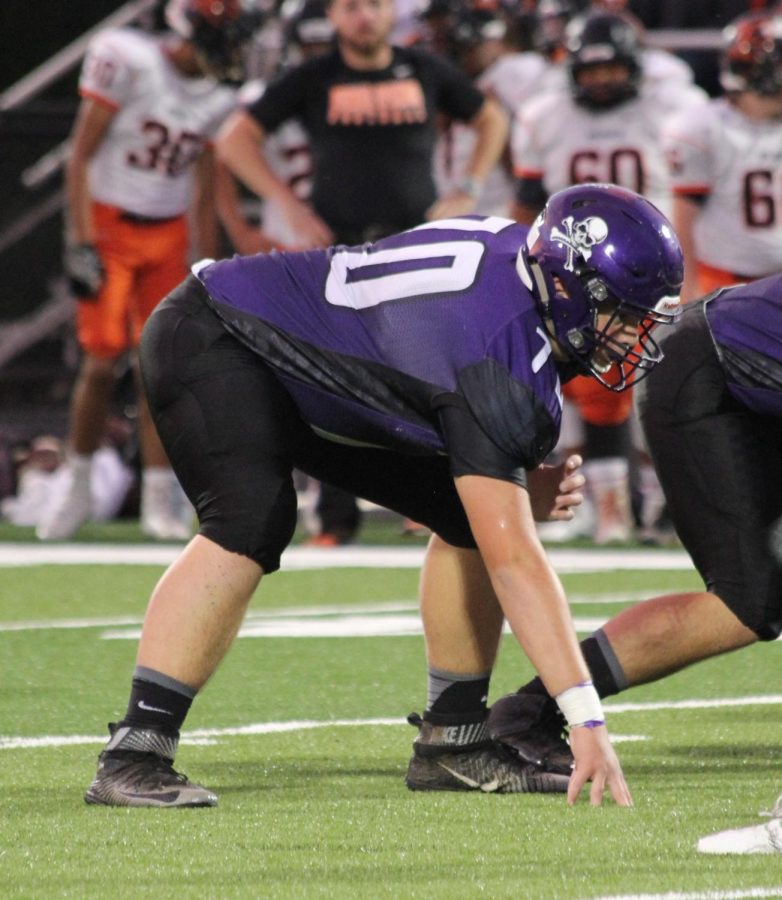 Junior Cooper Beebe gets set for another down against Bonner.
