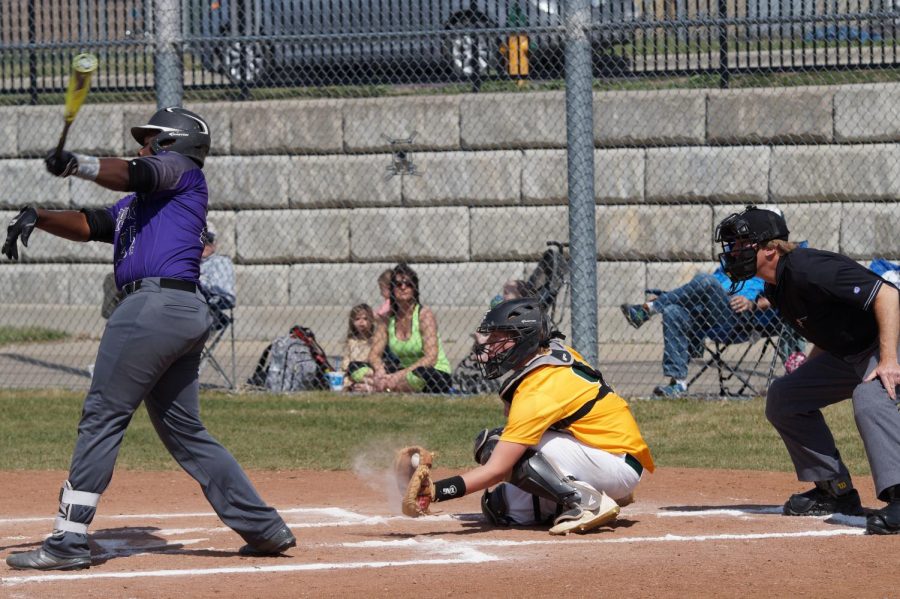 Junior BJ Walker strikes out against Basehor, April 11