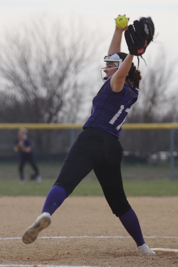 Junior Hannah Pappert pitches April 11.
