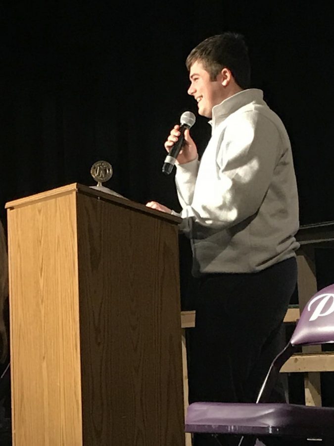 President elect Drew Novak talks for the first time as Key Club President.