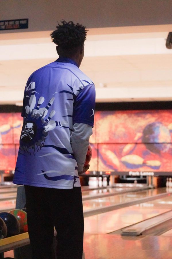 Looking to pin a win, senior Aaron Slaughter preps for a frame Jan. 10 at Park Lanes in Shawnee. Slaughter placed eighth at Regionals and 