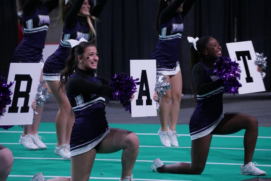Senior Emma Turley competes at the 2019 State Cheer Competition in Topeka. 