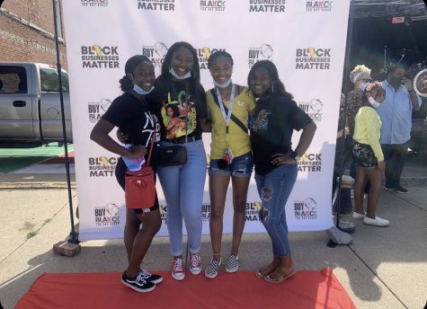 Seniors Taylor Sims, Amari Lynch, Jennifer Guilbeaux, and Jenelle Guilbeaux attend a Black Businesses Matter event in August during National Black Business month.