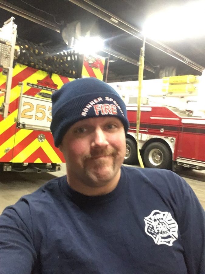Reitemeier takes a selfie while waiting for a call during a shift.