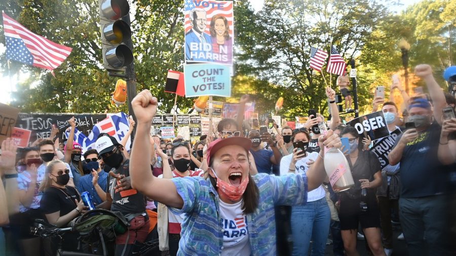 Celebrations erupt Saturday, Nov. 7, following the announcement of president-elect Joe Biden.