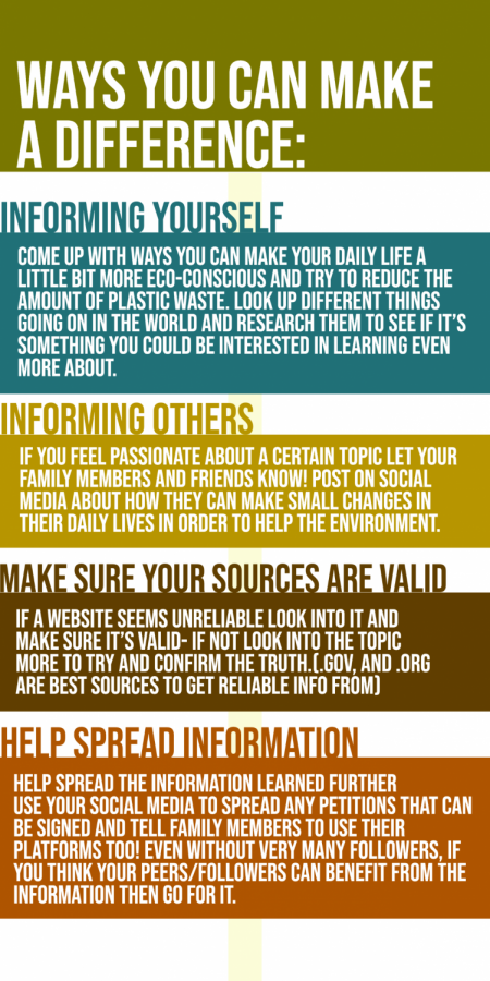 Ways to make a difference is to inform yourself, inform others, have valid resources, and spread information.