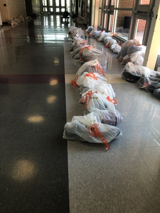 In late May of 2020, staff bagged all of students belongings for pick up.