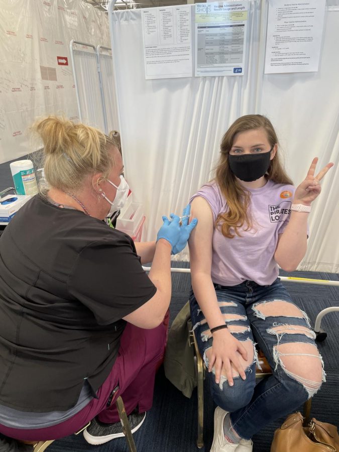 On Friday, Apr. 2, junior Rea Montgomery received her first dose of the Pfizer COVID-19 vaccine.