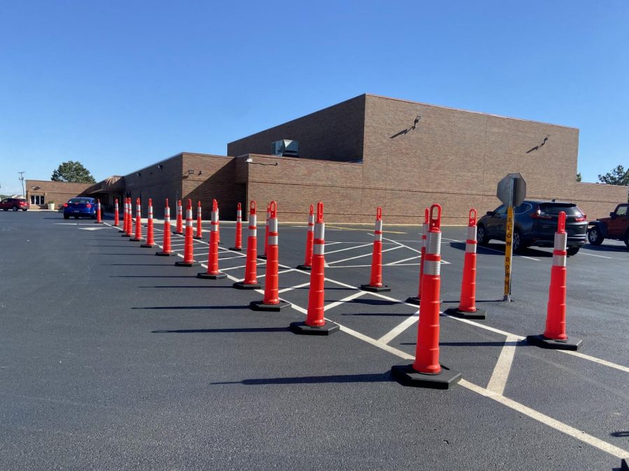 Piper Middle School uses cones to block incoming traffic. This is one of the new safety precautions implemented for pedestrian safety.