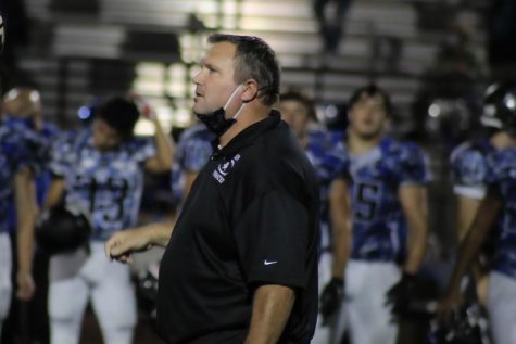 Head coach Rick Pollard coaches in the Leavenworth game during the 2020-2021 season. Pollard was head coach for four years.