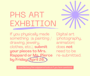 Submit your art by Friday, April 26